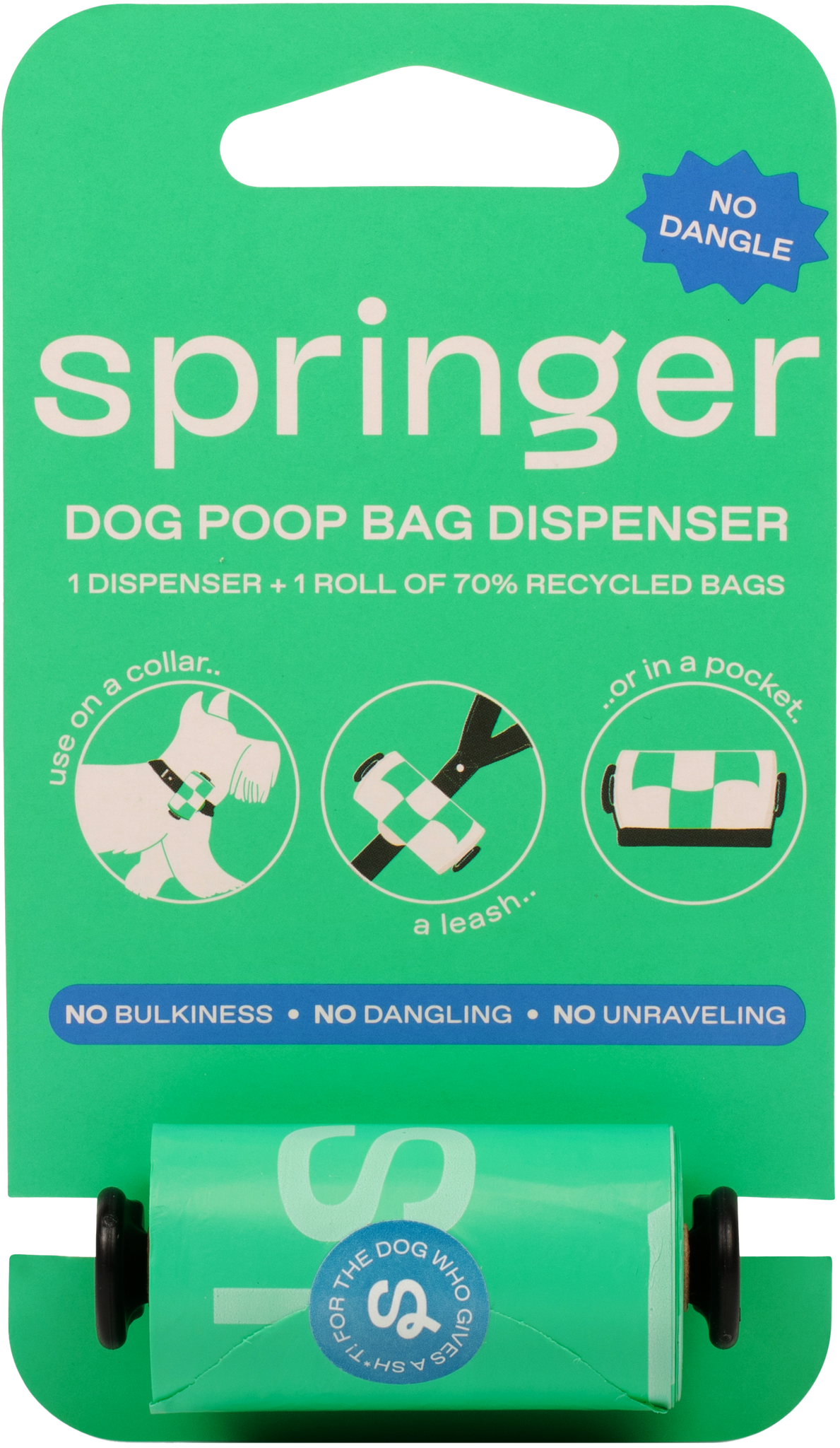 Dog Poop Bag Dispenser + Roll Black